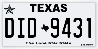 TX license plate DID9431