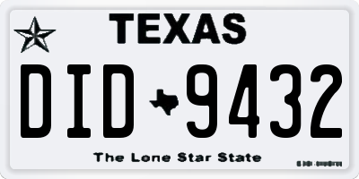 TX license plate DID9432