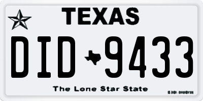 TX license plate DID9433