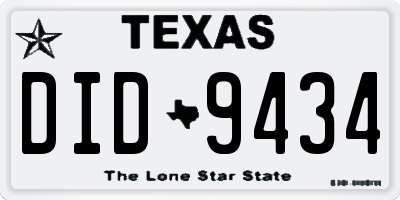 TX license plate DID9434