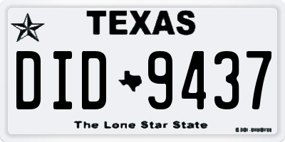 TX license plate DID9437