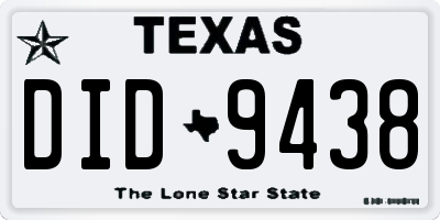 TX license plate DID9438