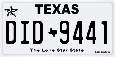 TX license plate DID9441