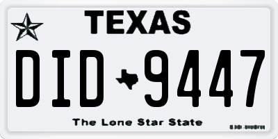 TX license plate DID9447