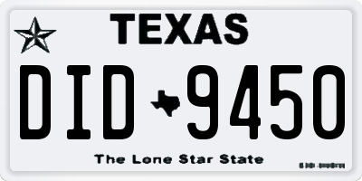 TX license plate DID9450