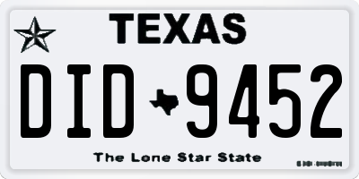TX license plate DID9452