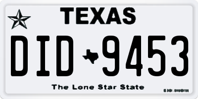 TX license plate DID9453