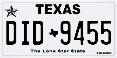 TX license plate DID9455