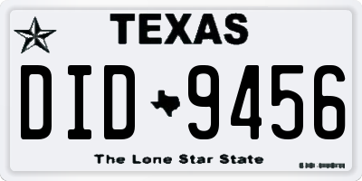 TX license plate DID9456
