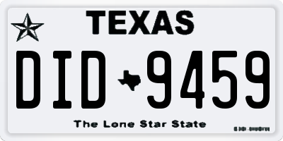 TX license plate DID9459