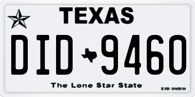 TX license plate DID9460