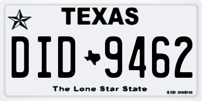 TX license plate DID9462