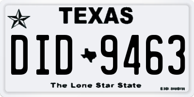 TX license plate DID9463