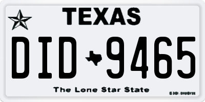 TX license plate DID9465