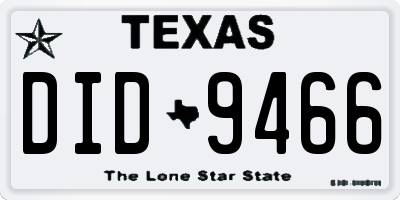 TX license plate DID9466