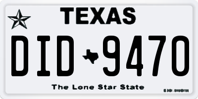 TX license plate DID9470
