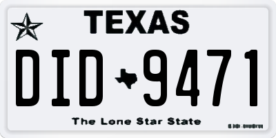 TX license plate DID9471