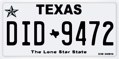 TX license plate DID9472