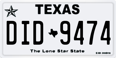 TX license plate DID9474