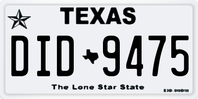 TX license plate DID9475