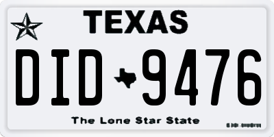 TX license plate DID9476