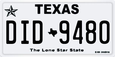 TX license plate DID9480