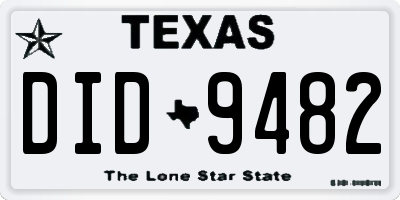 TX license plate DID9482