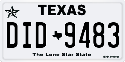 TX license plate DID9483