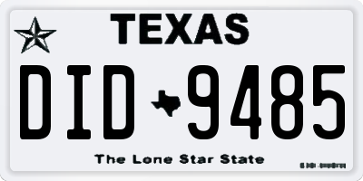 TX license plate DID9485