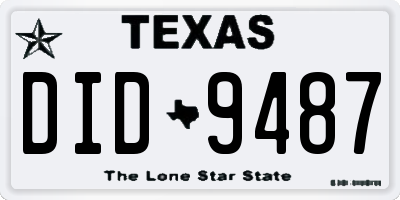 TX license plate DID9487