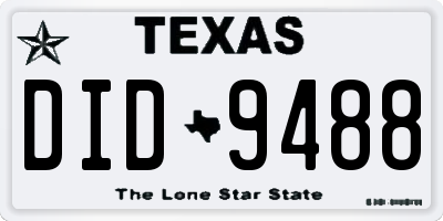 TX license plate DID9488