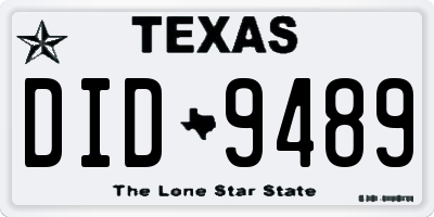 TX license plate DID9489