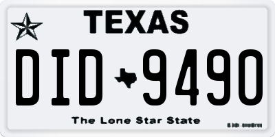 TX license plate DID9490