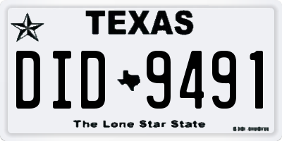 TX license plate DID9491