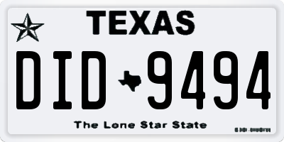 TX license plate DID9494