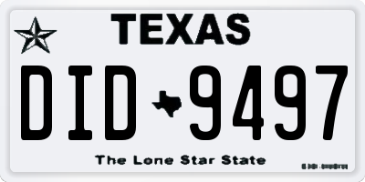 TX license plate DID9497