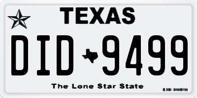 TX license plate DID9499