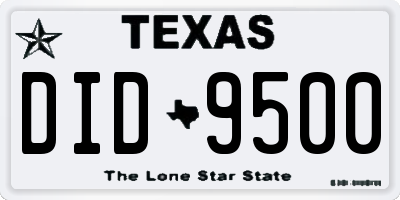 TX license plate DID9500
