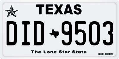 TX license plate DID9503