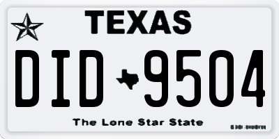 TX license plate DID9504