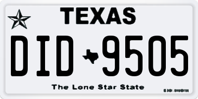 TX license plate DID9505