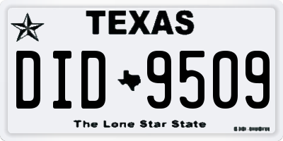 TX license plate DID9509