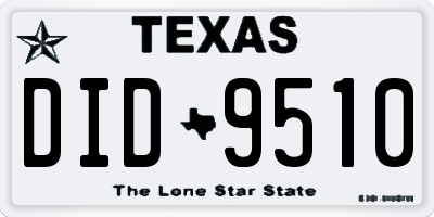 TX license plate DID9510