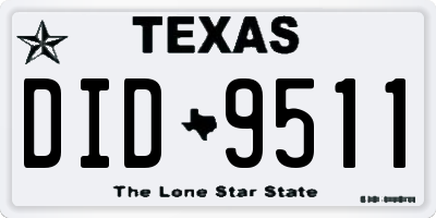 TX license plate DID9511