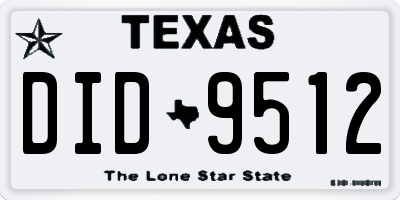 TX license plate DID9512