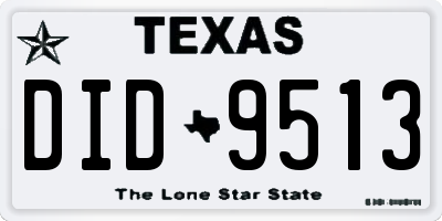 TX license plate DID9513