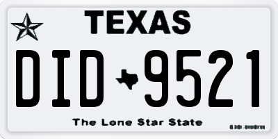 TX license plate DID9521