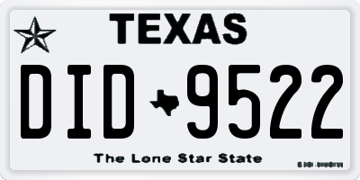 TX license plate DID9522