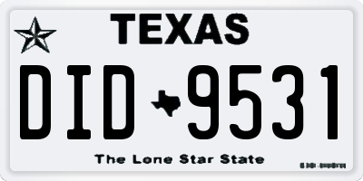 TX license plate DID9531