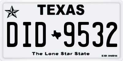 TX license plate DID9532